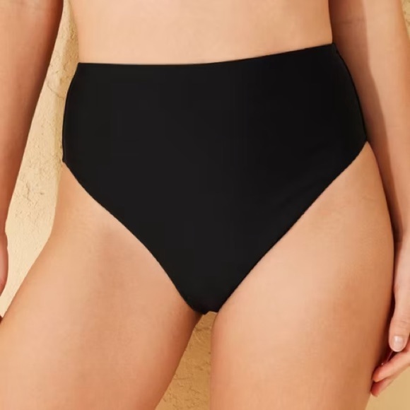 Shade & Shore women’s bikini bottom large 12 14 Black high waist cheeky NWT - Picture 1 of 9